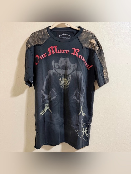 One more round Other - Vtg One More Round Shirt Mens L MMA Cowboy Skeleton Graphic Tee Y2K Affliction